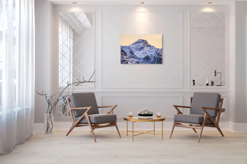Tablou Canvas Măreția alpină sub cer de ambră, 100 x 70 cm – poza 5