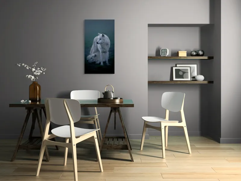 Tablou Canvas Lupi Alb în Noapte Misterioasă Natură, 50 x 90 cm – poza 4