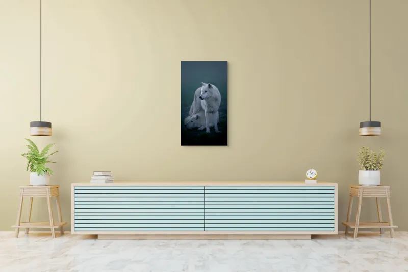 Tablou Canvas Lupi Alb în Noapte Misterioasă Natură, 50 x 90 cm – poza 6