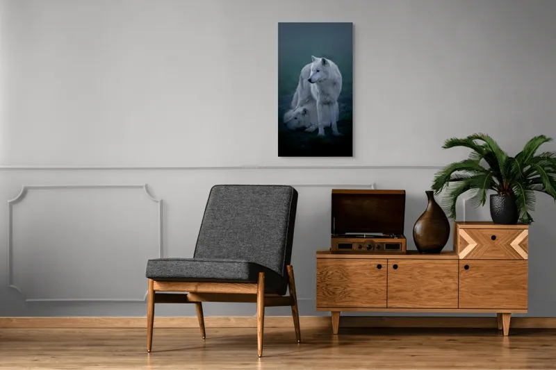 Tablou Canvas Lupi Alb în Noapte Misterioasă Natură, 50 x 90 cm – poza 8