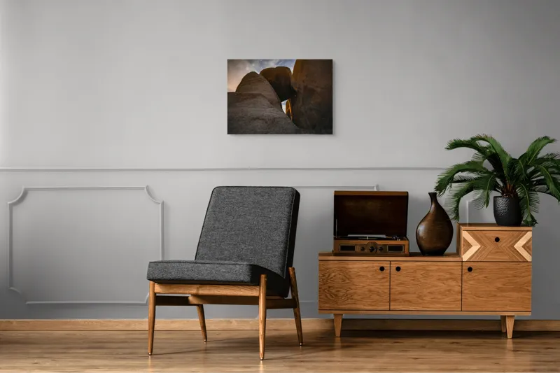 Tablou Canvas, "Bolovani uriași sub cer înstelat", Roci, Cer, Stele, Umbre, Nori, Noapte, Natură, Întuneric, 70 x 50 cm – poza 4