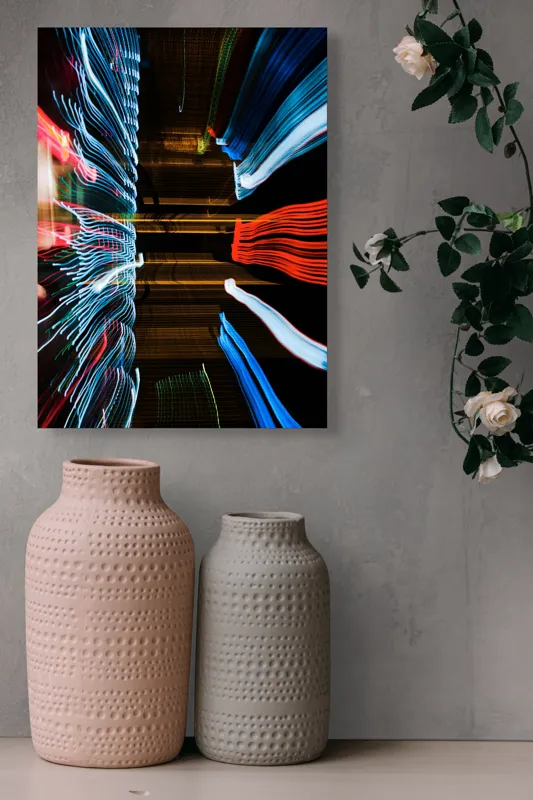 Tablou Canvas cu linii de lumină în mișcare nocturnă, artă abstractă dinamică, 39 x 54 cm – poza 6