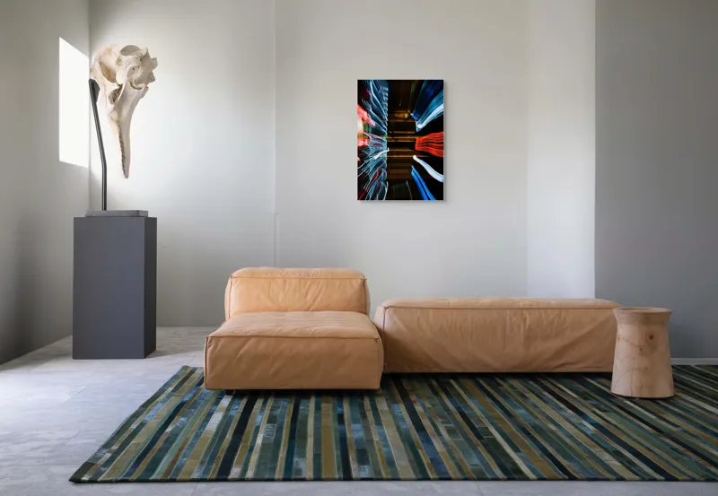 Tablou Canvas cu linii de lumină în mișcare nocturnă, artă abstractă dinamică, 50 x 70 cm – poza 7