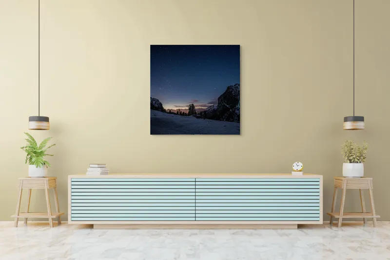 Tablou Canvas, Peisaj Montan cu Răsărit, 100 x 100 cm – poza 5