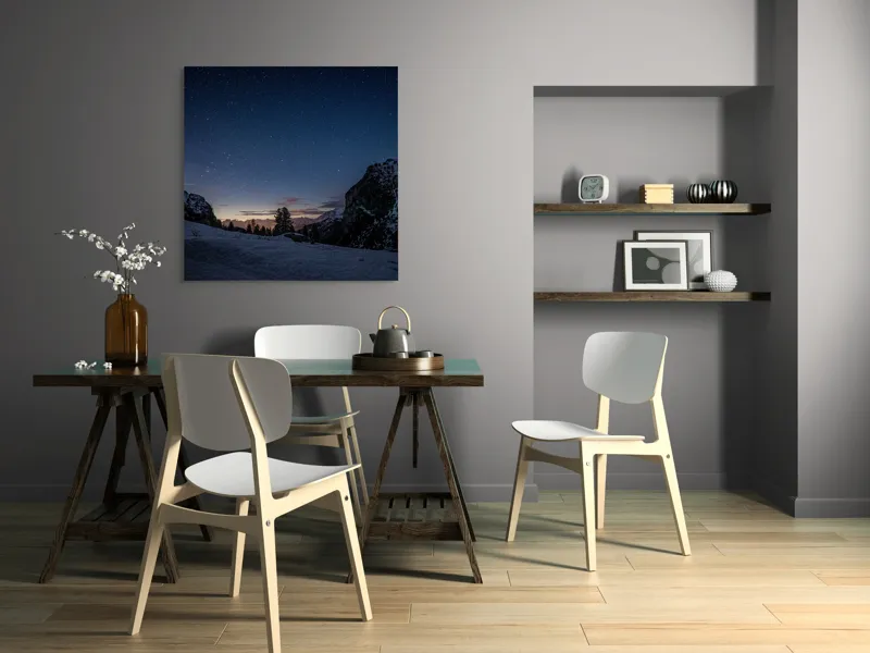 Tablou Canvas, Peisaj Montan cu Răsărit, 100 x 100 cm – poza 6