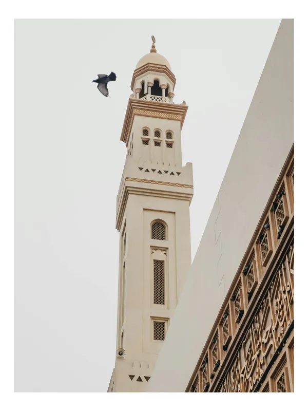 Tablou Canvas Arhitectură Pasăre în Zbor lângă Minaret Ornamente, 70 x 100 cm