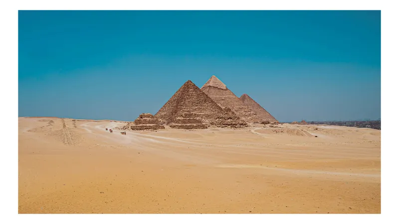 Tablou Canvas Deșert Egiptean cu Piramide, 100 x 100 cm