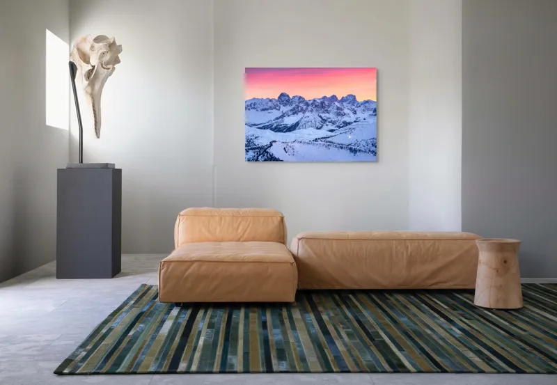 Tablou Canvas Peisaj Munți Zăpadă Răsărit Lumină Apus, 100 x 70 cm – poza 7