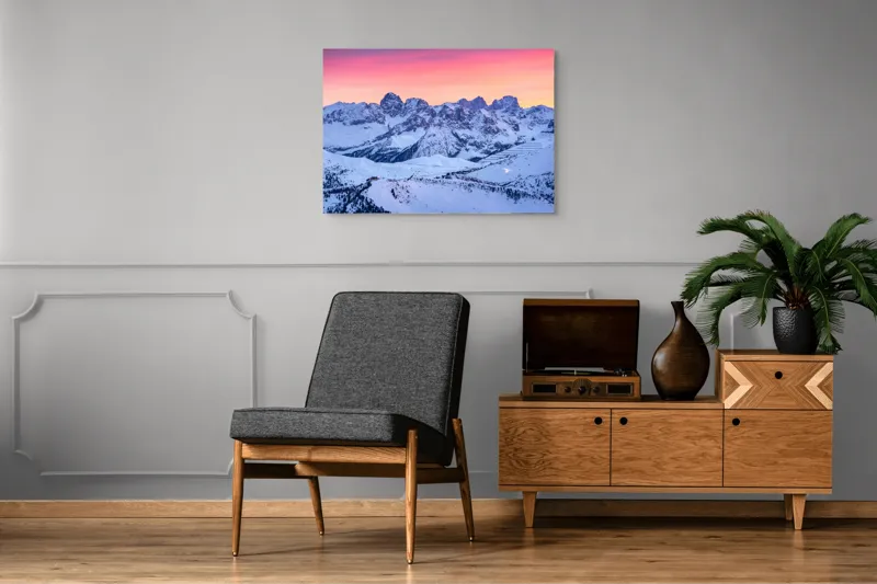 Tablou Canvas Peisaj Munți Zăpadă Răsărit Lumină Apus, 100 x 70 cm – poza 8
