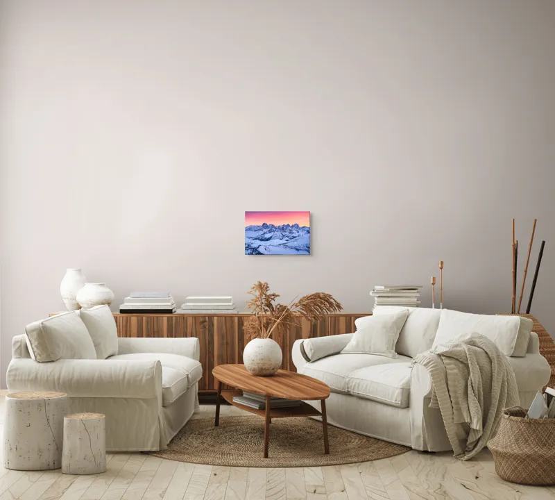 Tablou Canvas Peisaj Munți Zăpadă Răsărit Lumină Apus, 39 x 26 cm – poza 7