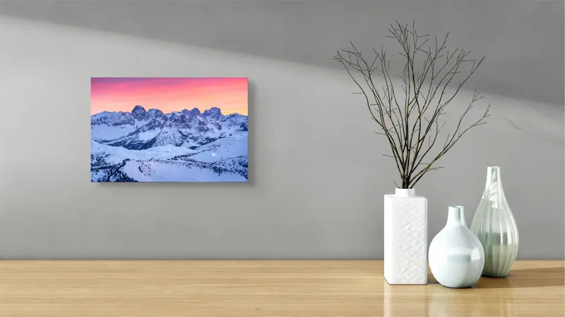 Tablou Canvas Peisaj Munți Zăpadă Răsărit Lumină Apus, 39 x 26 cm – poza 8