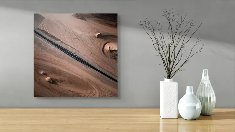Tablou Canvas Peisaj Deșert Ariditate Linie Sinuoazitate Textură, 50 x 50 cm – poza 3