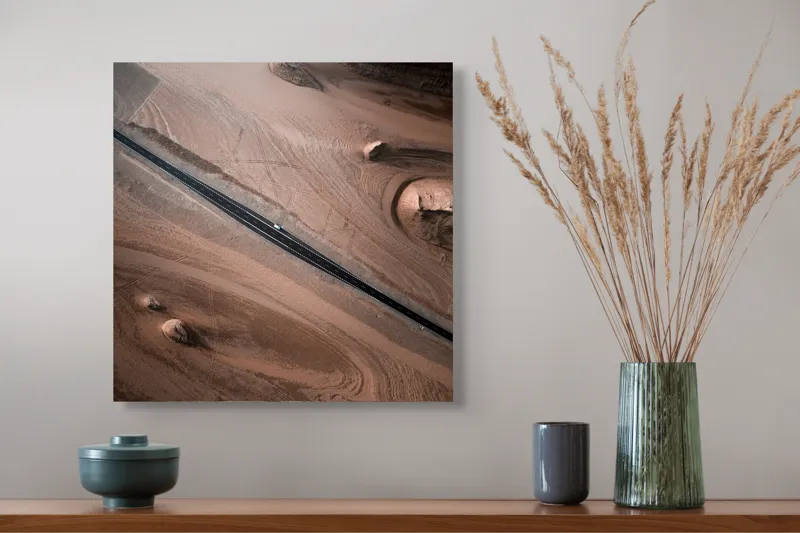 Tablou Canvas Peisaj Deșert Ariditate Linie Sinuoazitate Textură, 50 x 50 cm – poza 4
