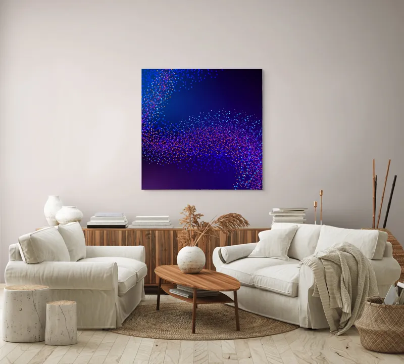 Tablou Canvas, "Curcubeu de puncte în noapte", 100 x 100 cm – poza 3
