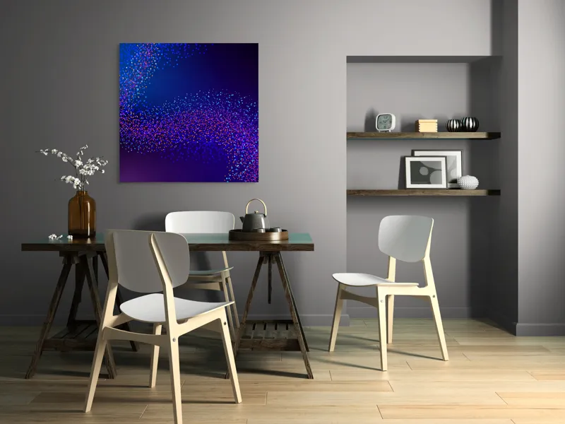 Tablou Canvas, "Curcubeu de puncte în noapte", 100 x 100 cm – poza 6