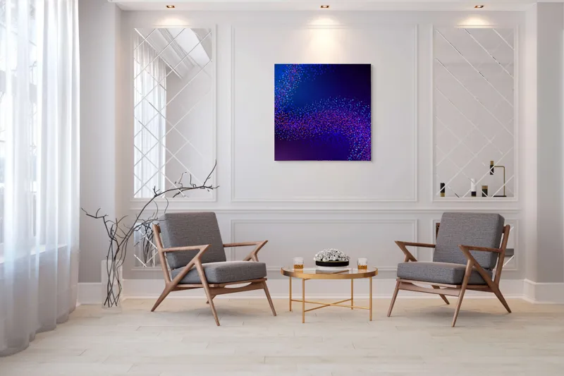 Tablou Canvas, "Curcubeu de puncte în noapte", 100 x 100 cm – poza 7