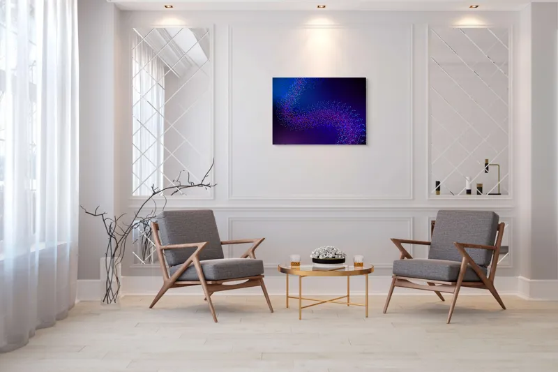 Tablou Canvas, "Curcubeu de puncte în noapte", 100 x 70 cm – poza 5