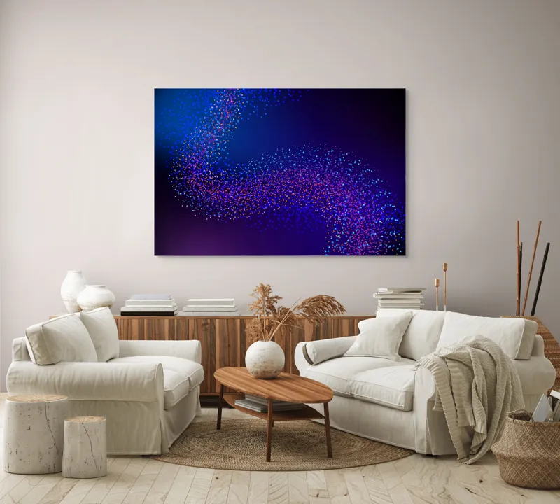 Tablou Canvas, "Curcubeu de puncte în noapte", 150 x 100 cm – poza 3
