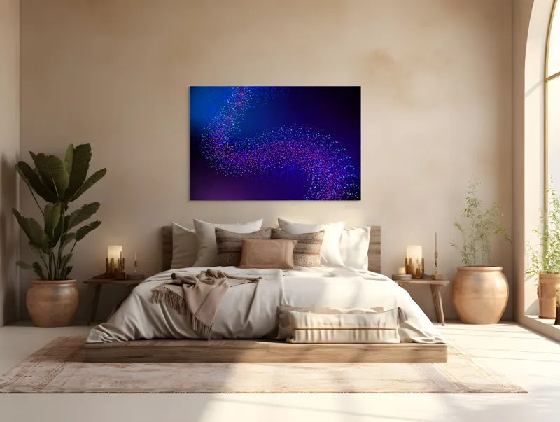 Tablou Canvas, "Curcubeu de puncte în noapte", 150 x 100 cm – poza 4