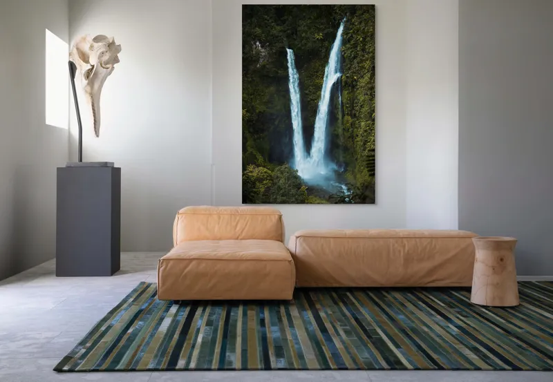 Tablou Canvas Cascadă dublă în inima pădurii Natură și Frumusețe, 100 x 150 cm – poza 7