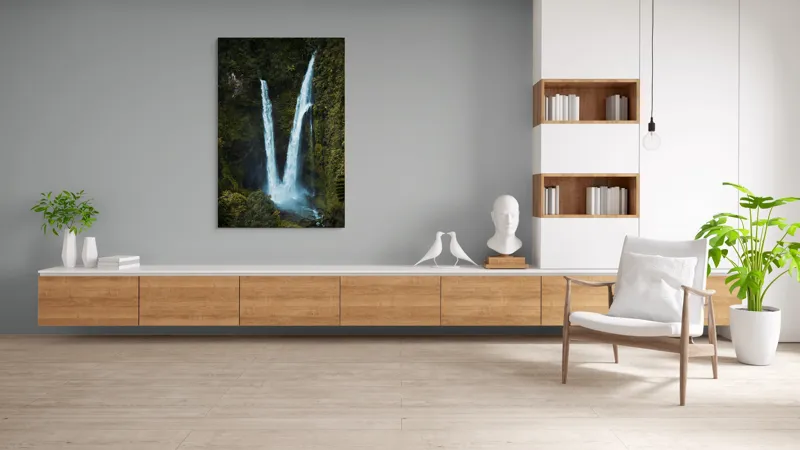 Tablou Canvas Cascadă dublă în inima pădurii Natură și Frumusețe, 100 x 150 cm – poza 8