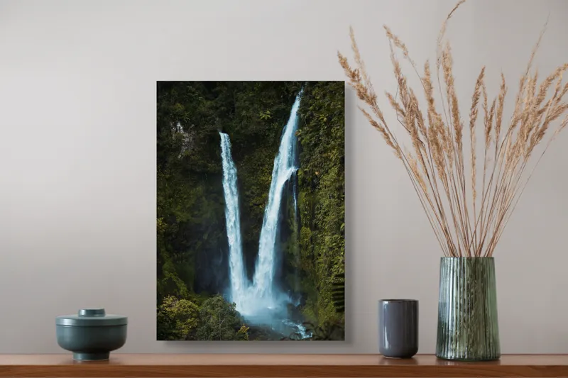 Tablou Canvas Cascadă dublă în inima pădurii Natură și Frumusețe, 39 x 54 cm – poza 3