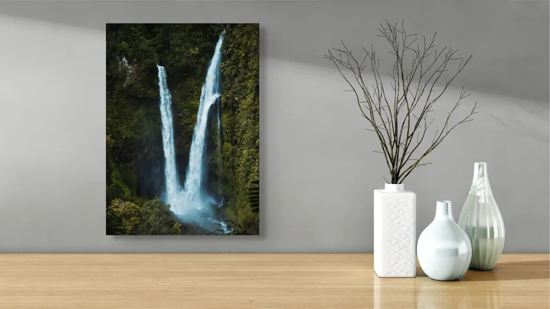 Tablou Canvas Cascadă dublă în inima pădurii Natură și Frumusețe, 39 x 54 cm – poza 4