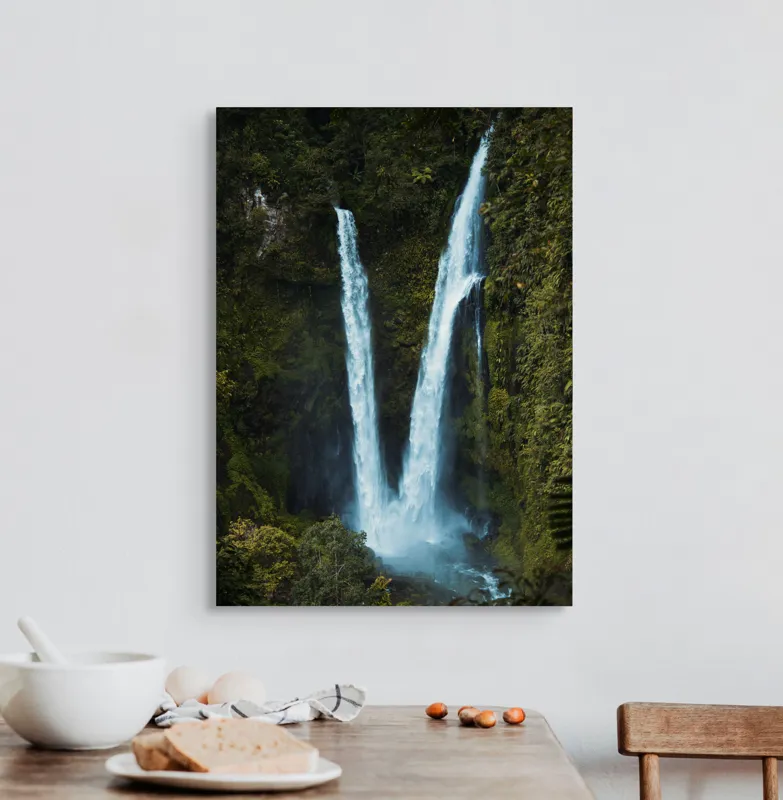 Tablou Canvas Cascadă dublă în inima pădurii Natură și Frumusețe, 50 x 70 cm – poza 3
