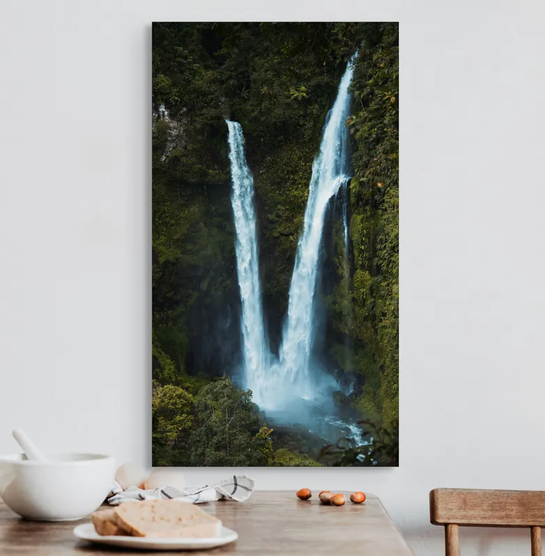 Tablou Canvas Cascadă dublă în inima pădurii Natură și Frumusețe, 50 x 90 cm – poza 3