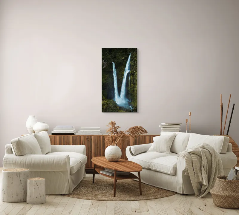 Tablou Canvas Cascadă dublă în inima pădurii Natură și Frumusețe, 50 x 90 cm – poza 7