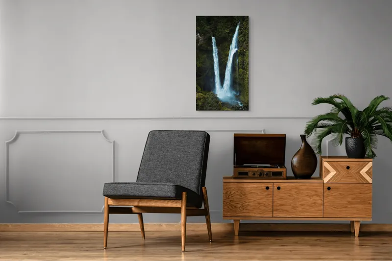 Tablou Canvas Cascadă dublă în inima pădurii Natură și Frumusețe, 50 x 90 cm – poza 8