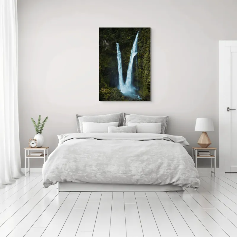 Tablou Canvas Cascadă dublă în inima pădurii Natură și Frumusețe, 70 x 100 cm – poza 3