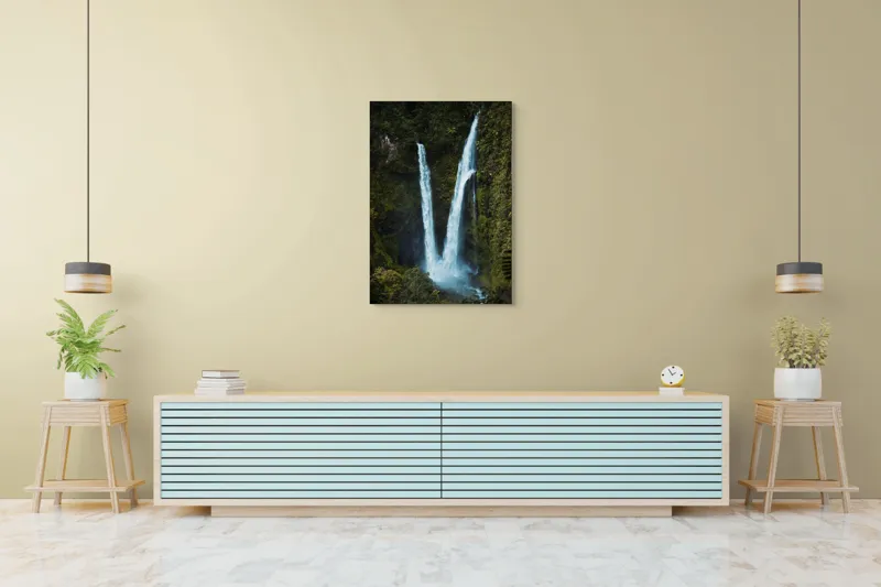 Tablou Canvas Cascadă dublă în inima pădurii Natură și Frumusețe, 70 x 100 cm – poza 5