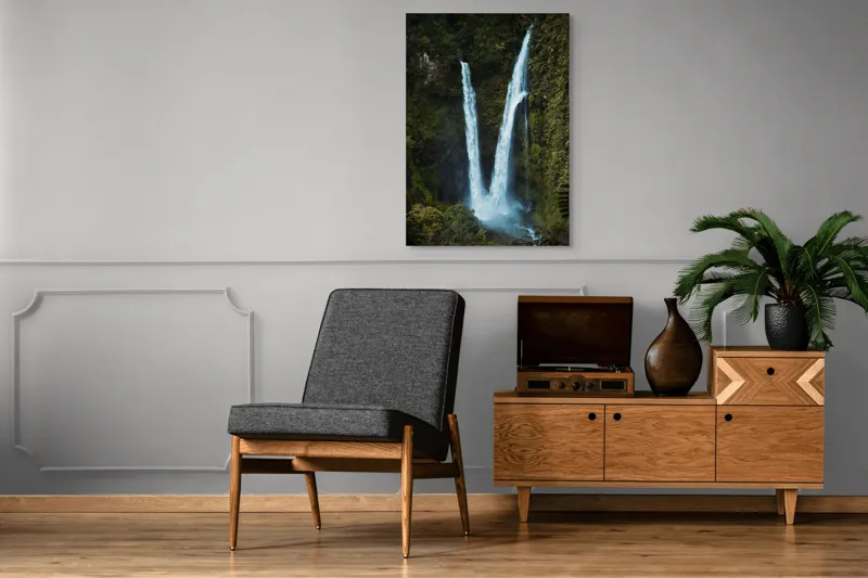 Tablou Canvas Cascadă dublă în inima pădurii Natură și Frumusețe, 70 x 100 cm – poza 6