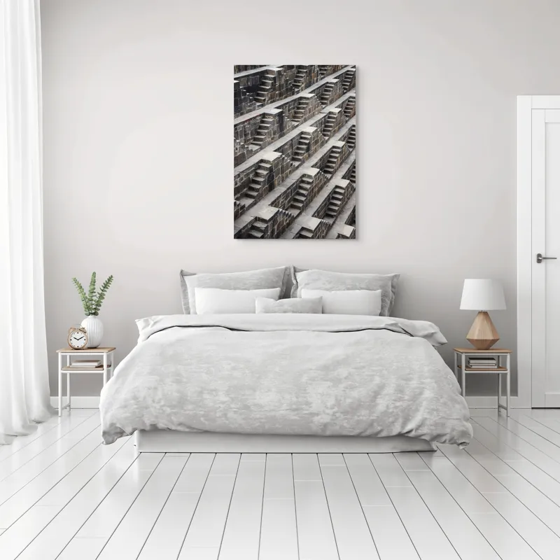 Tablou Canvas Labirintul Scărilor de Pietră Antice Arhitectură Simetrie, 70 x 100 cm – poza 3
