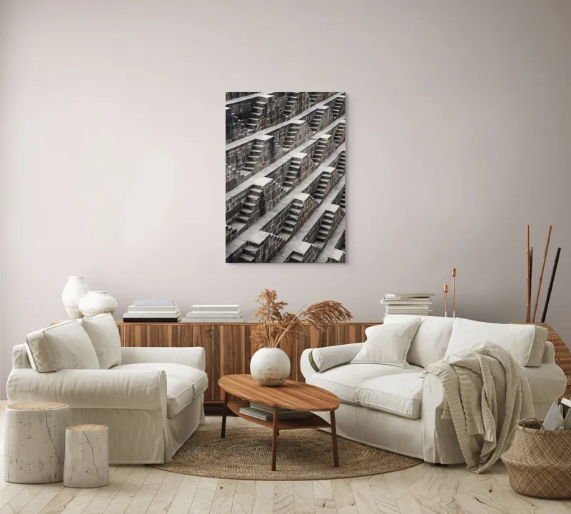 Tablou Canvas Labirintul Scărilor de Pietră Antice Arhitectură Simetrie, 70 x 100 cm – poza 4