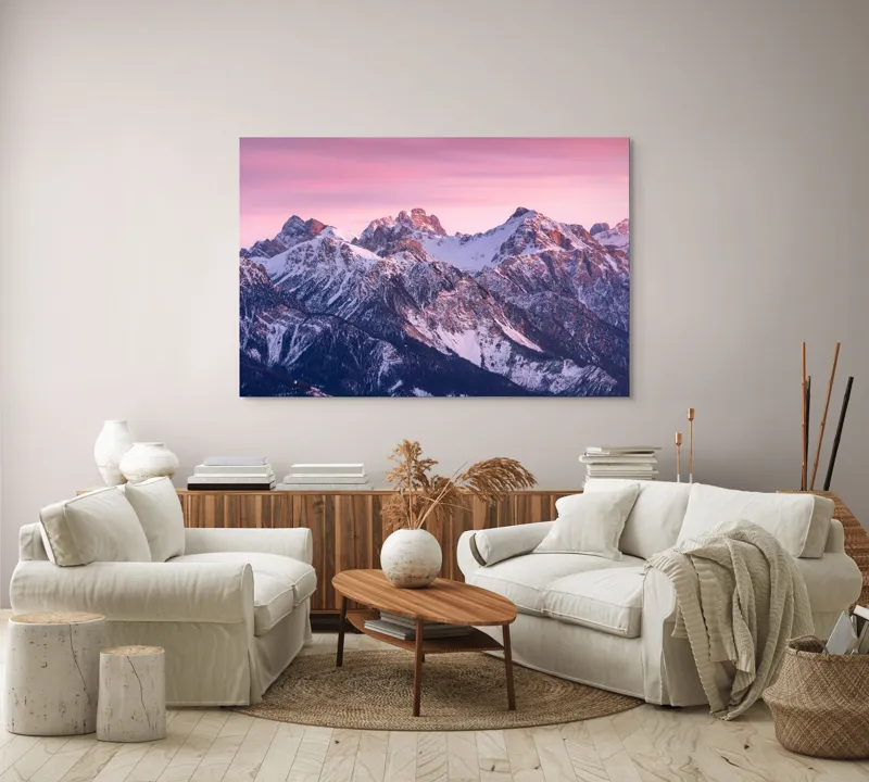 Tablou Canvas Amurg roz peste creste albe, 150 x 100 cm – poza 3