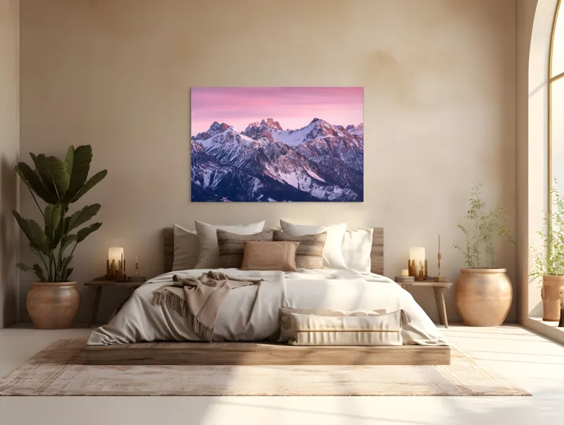 Tablou Canvas Amurg roz peste creste albe, 150 x 100 cm – poza 4