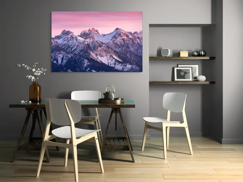 Tablou Canvas Amurg roz peste creste albe, 150 x 100 cm – poza 5