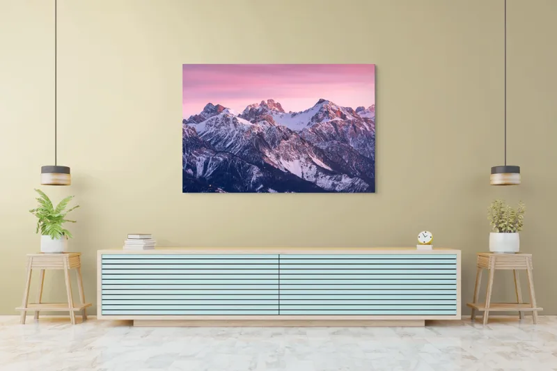Tablou Canvas Amurg roz peste creste albe, 150 x 100 cm – poza 6