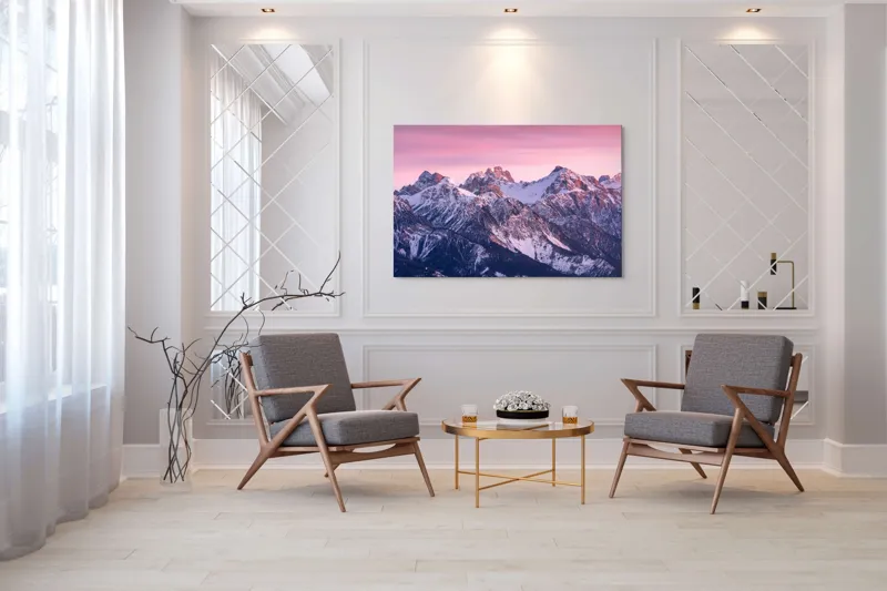 Tablou Canvas Amurg roz peste creste albe, 150 x 100 cm – poza 7