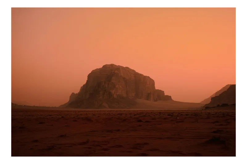 Tablou Canvas pe temă de peisaj desert la apusul soarelui, 100 x 100 cm