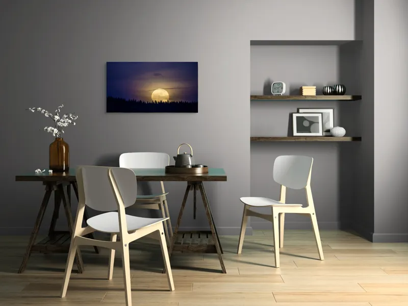 Tablou Canvas Luna misterioasă peste pădurea tăcută, 90 x 50 cm – poza 3