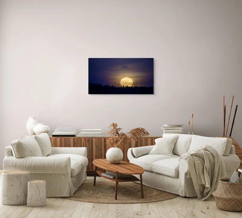 Tablou Canvas Luna misterioasă peste pădurea tăcută, 90 x 50 cm – poza 4