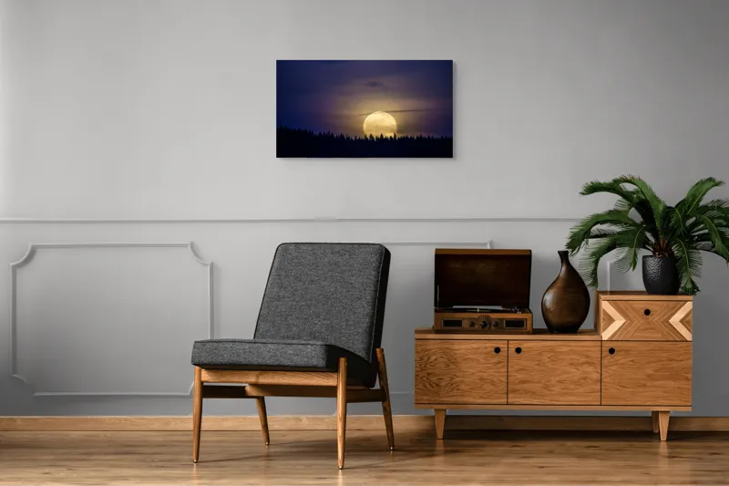 Tablou Canvas Luna misterioasă peste pădurea tăcută, 90 x 50 cm – poza 6