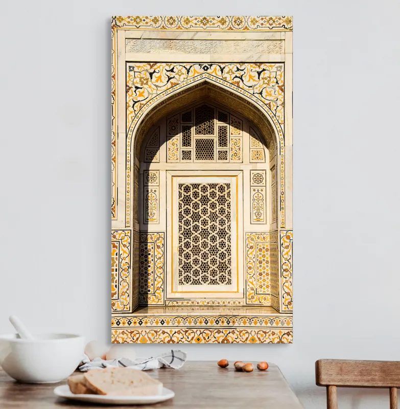 Tablou Canvas Arhitectură Mogulă Ornamentală Albă Elegante, 50 x 90 cm
