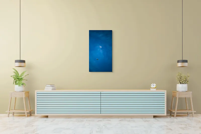 Tablou Canvas Avion spre lună în amurgul cerului, 50 x 90 cm – poza 6