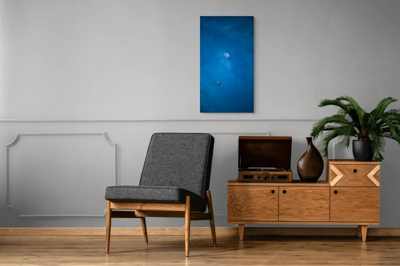 Tablou Canvas Avion spre lună în amurgul cerului, 50 x 90 cm – poza 8