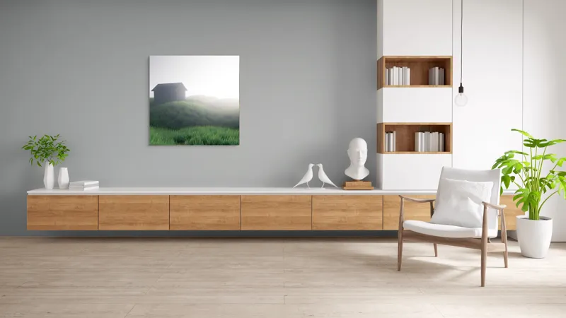 Tablou Canvas căsuță singuratică în zori de ceață, 100 x 100 cm – poza 8