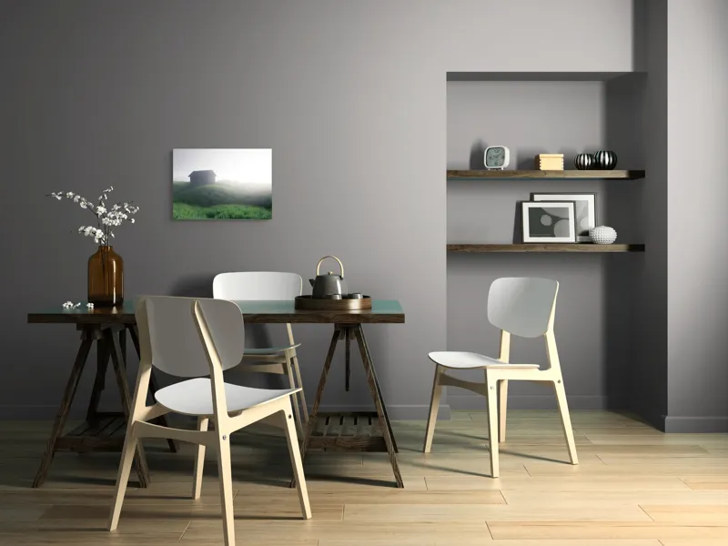 Tablou Canvas căsuță singuratică în zori de ceață, 54 x 39 cm – poza 6